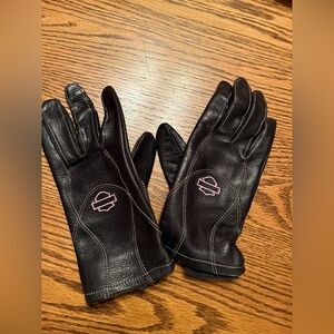 Harley-Davidson Black Leather Gloves with Pink Tag New Without Tags